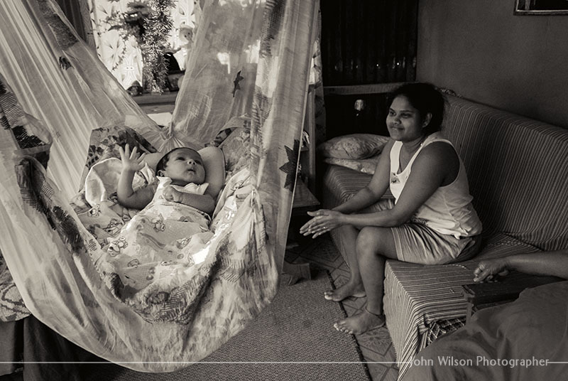 Fiji squatter mother and baby